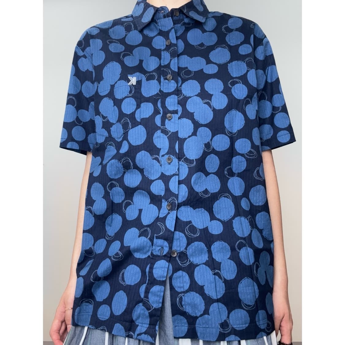 빈티지 야마모토 칸사이 블루 도트 셔츠 상품이미지1