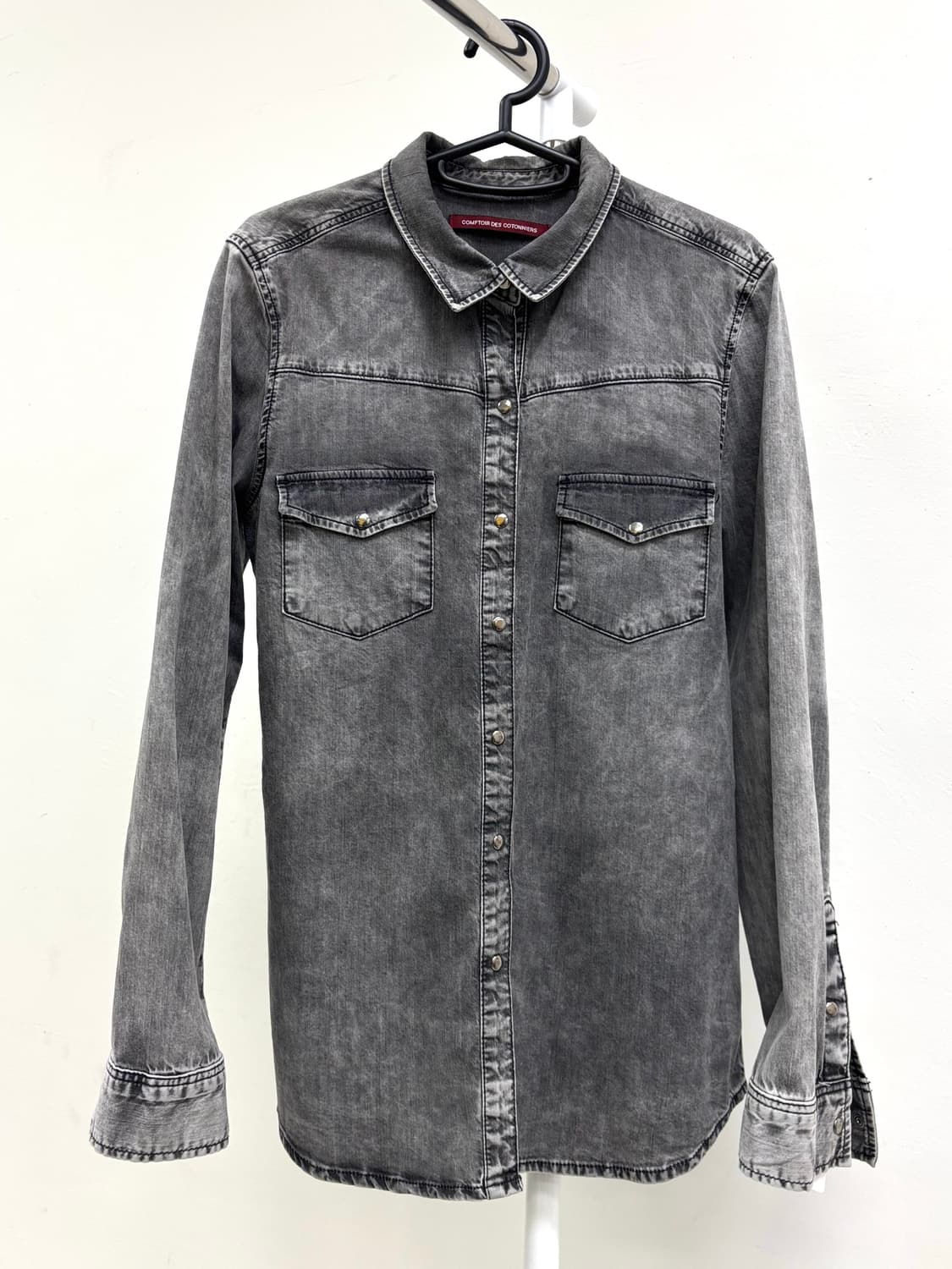 빈티지 흑청 데님 셔츠 상품이미지5