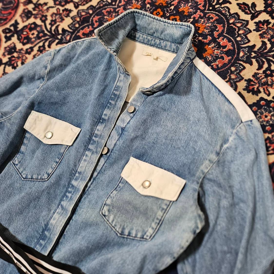 마쥬(Maje) 데님 배색 벨티드 미니 원피스 1size 상품이미지5