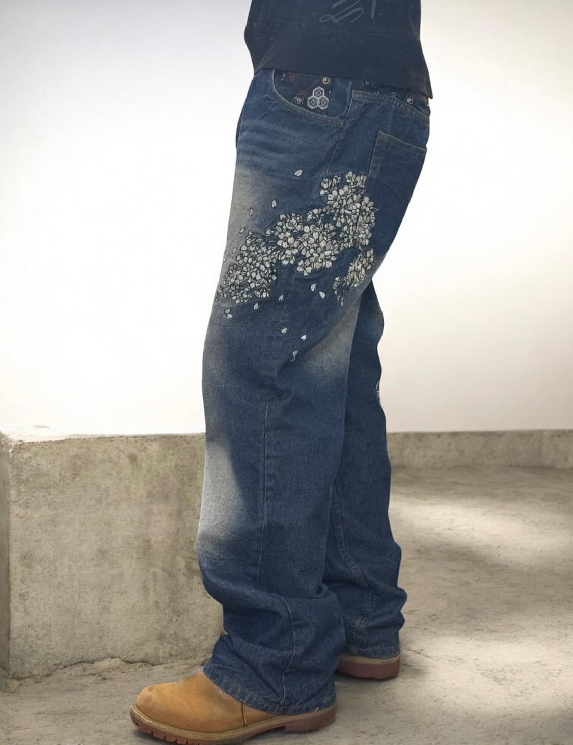 불구대천 포츈 잉어자수 데님팬츠 상품이미지4