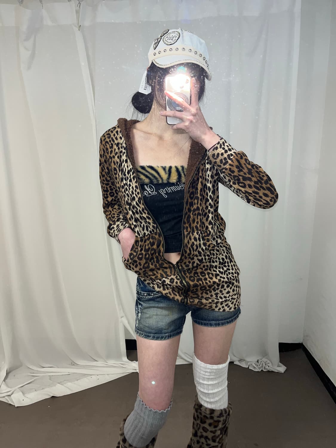 갸루st 레오파드 후드집업 상품이미지1