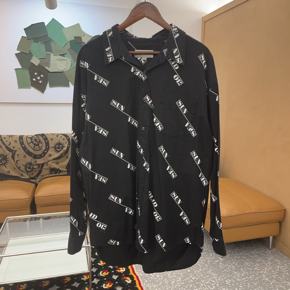 솔리드옴므 빈티지 스트릿 힙합 레터링 패턴 셔츠 52 C07815 상품이미지3