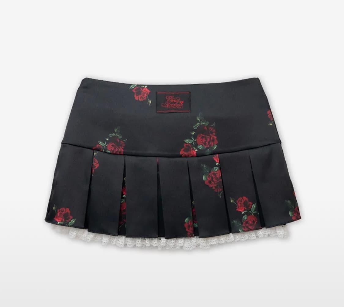 엘프엘프엘프 아카이브스 플로럴 레이스 플리츠 스커트 블랙 상품이미지1