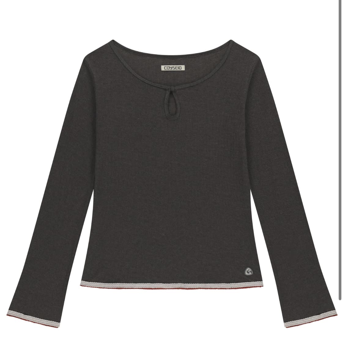 코이세이오 EYELET LACE LONGSLEEVES ASH BROWN  상품이미지1