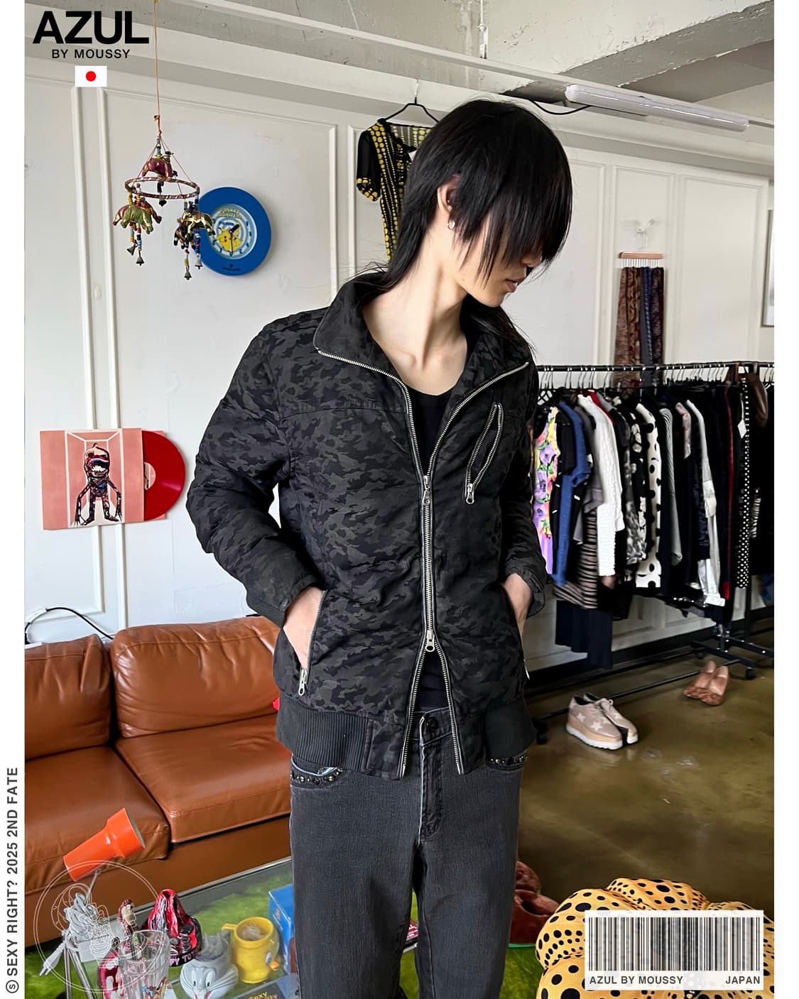 AZUL by MOUSSY Black Camo Padding Jumper 상품이미지1