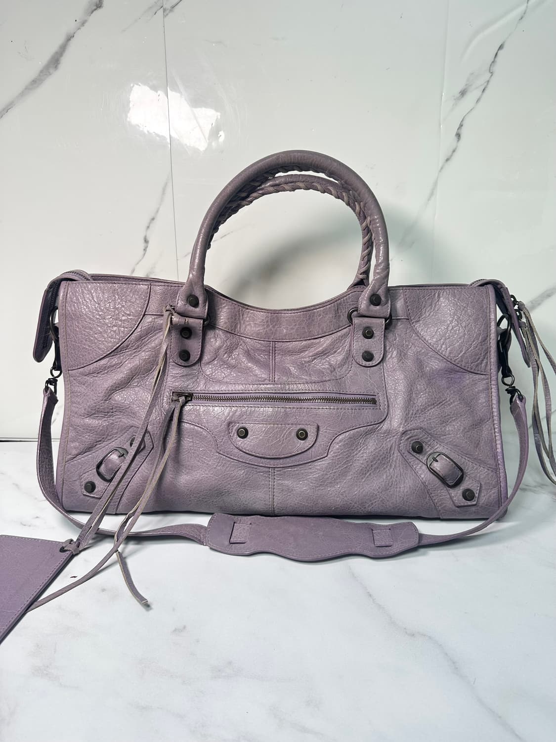 [A 정품] 발렌시아가 시티 모터백 파트타임 연보라 상품이미지8