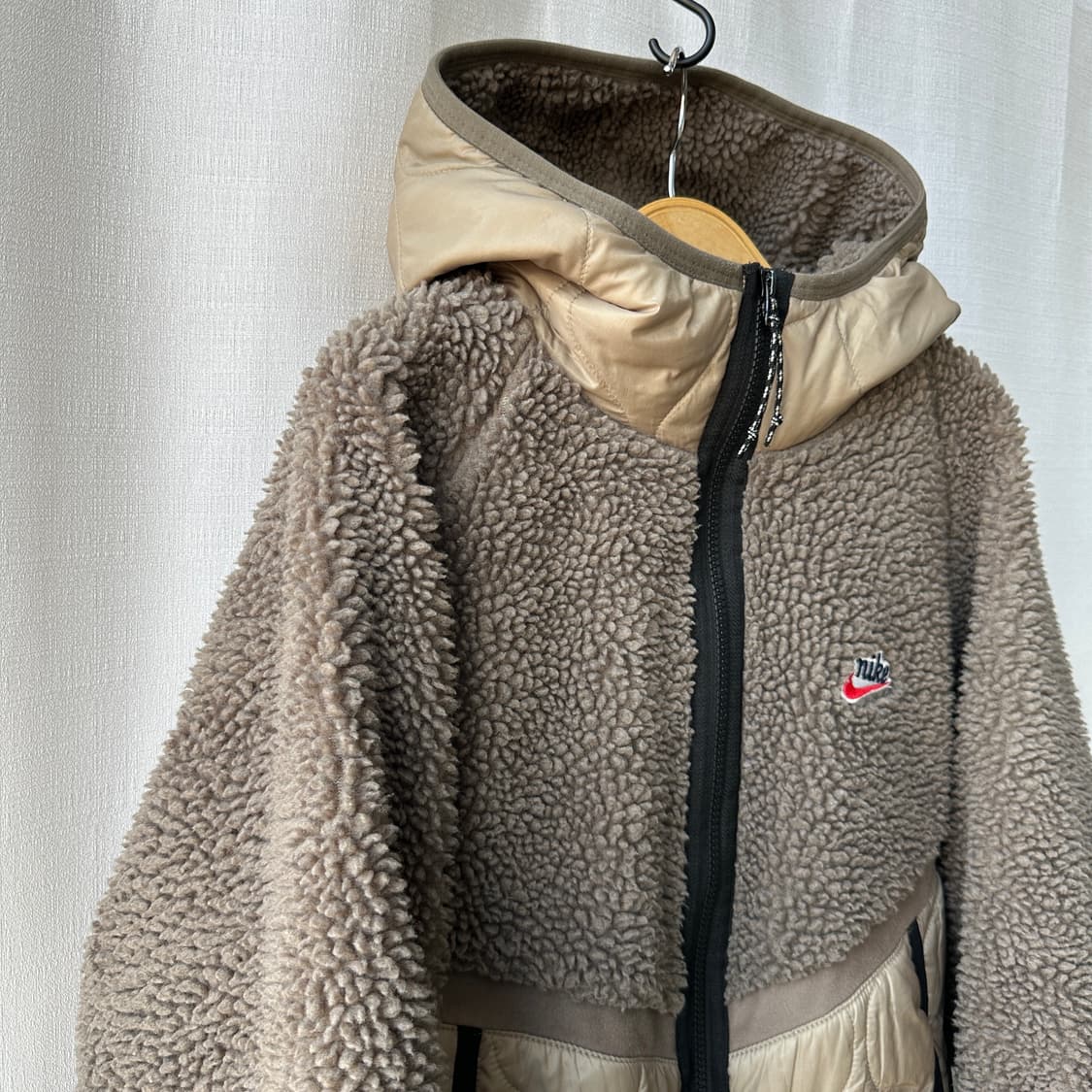 나이키 헤리티지 퀼팅 쉐르파 후디 자켓 카키 브라운 XL 상품이미지4