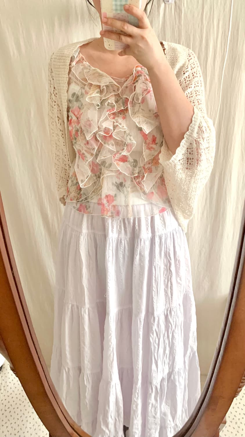 빈티지 플라워 프릴 슬리브리스 상품이미지5