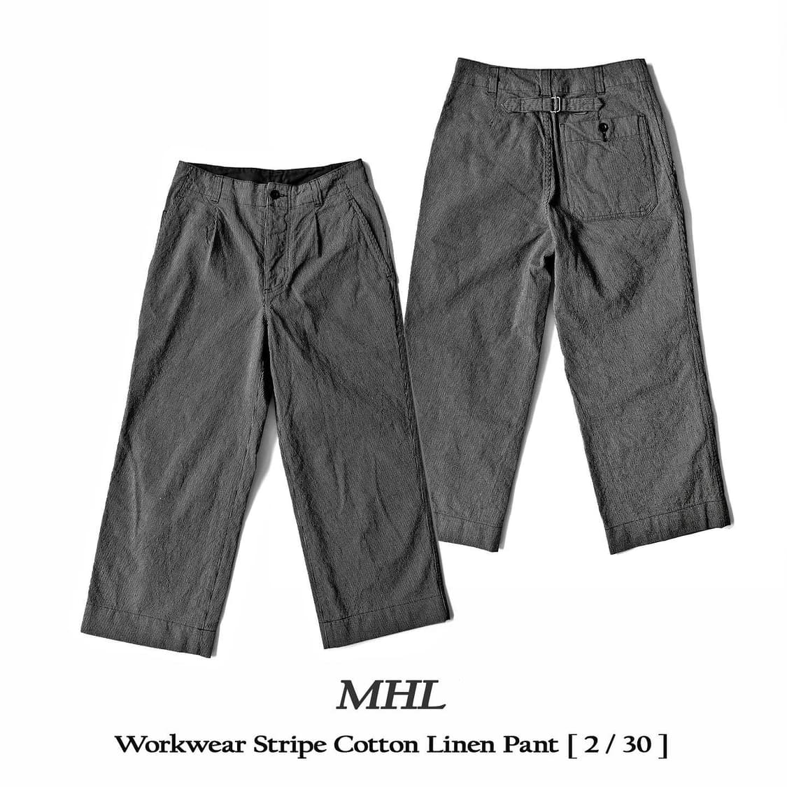 MHL 워크웨어 스트라이프 코튼 린넨 팬츠 2 (30) 상품이미지1