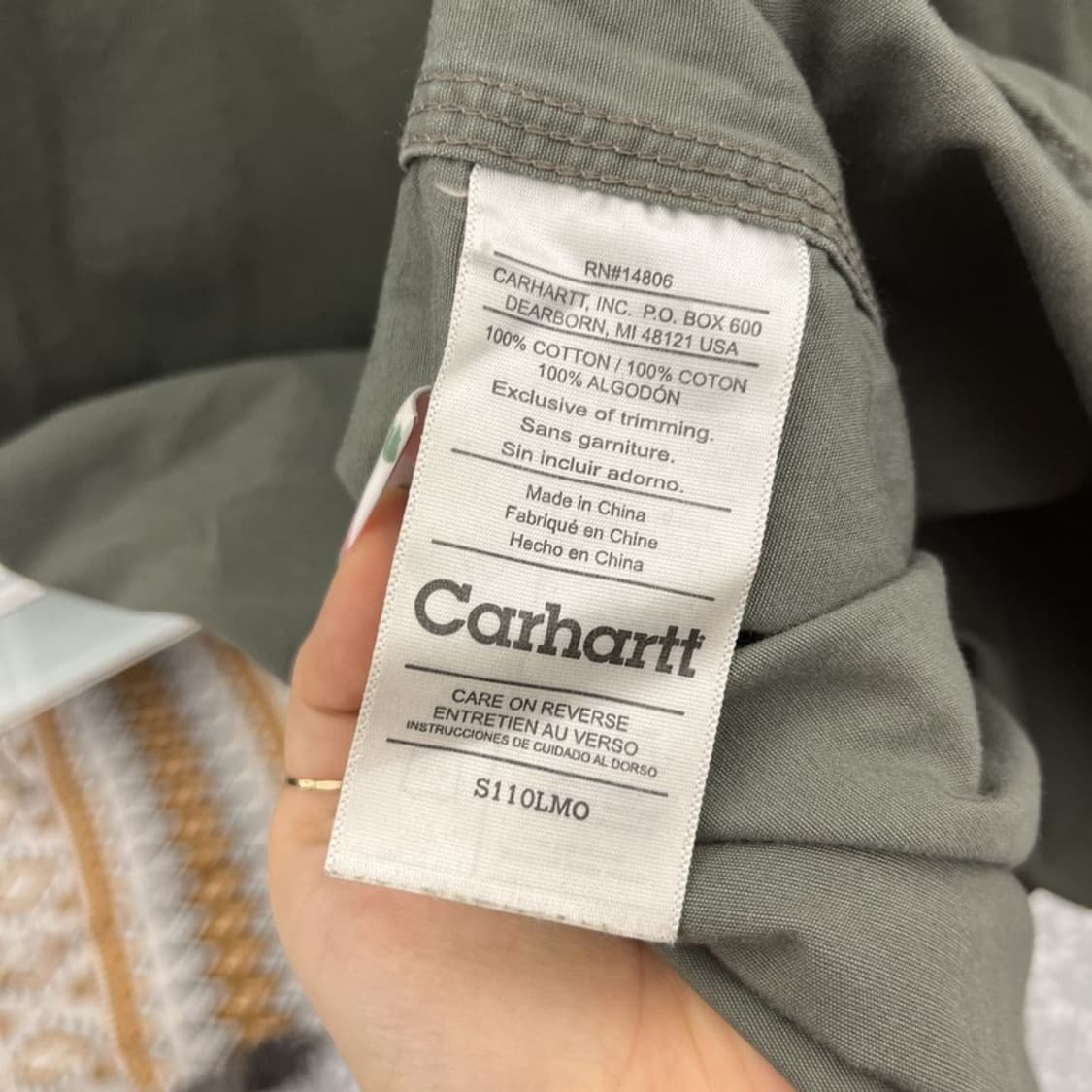 칼하트 빈티지 밀리터리 말차카키 워크 반팔 셔츠 M C11103 상품이미지6