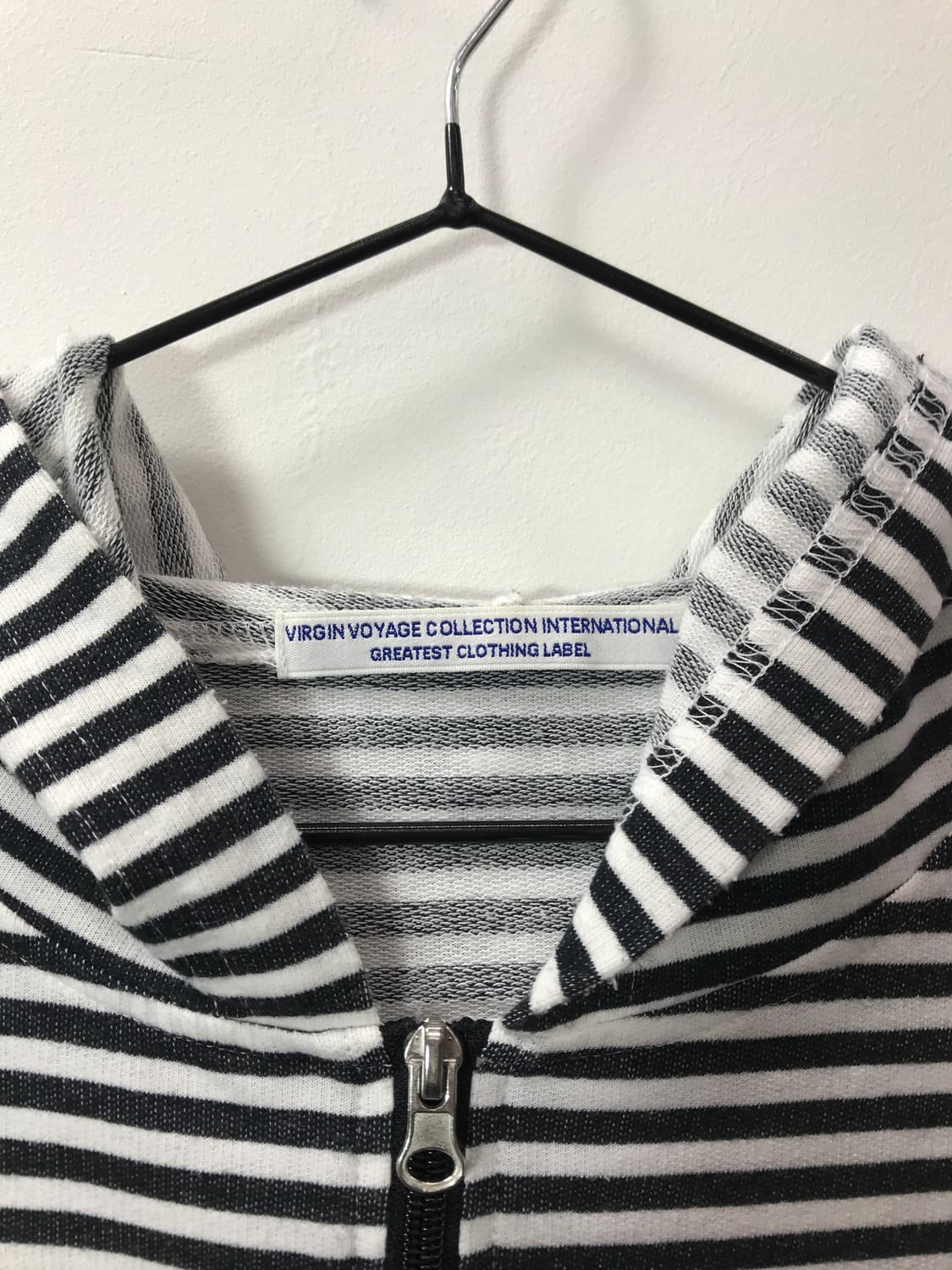 Jpn Black & White Striped Hooded Zip-Up 상품이미지4