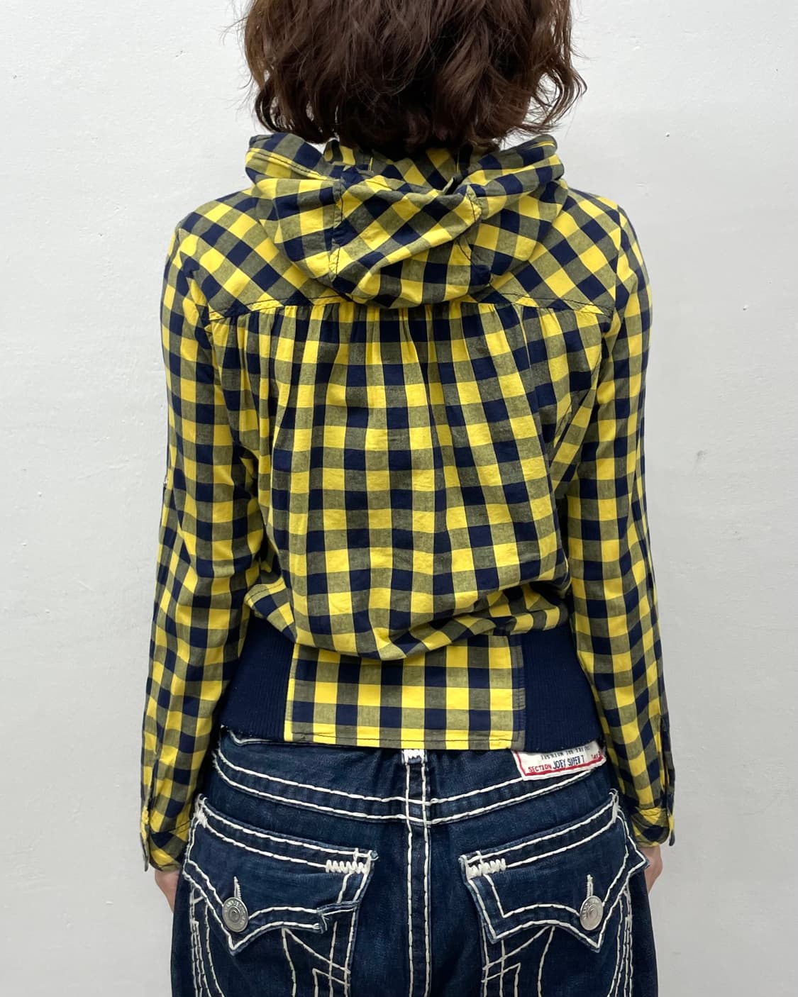 Yellow Tartan Checkered Hoodie Jacket 상품이미지3