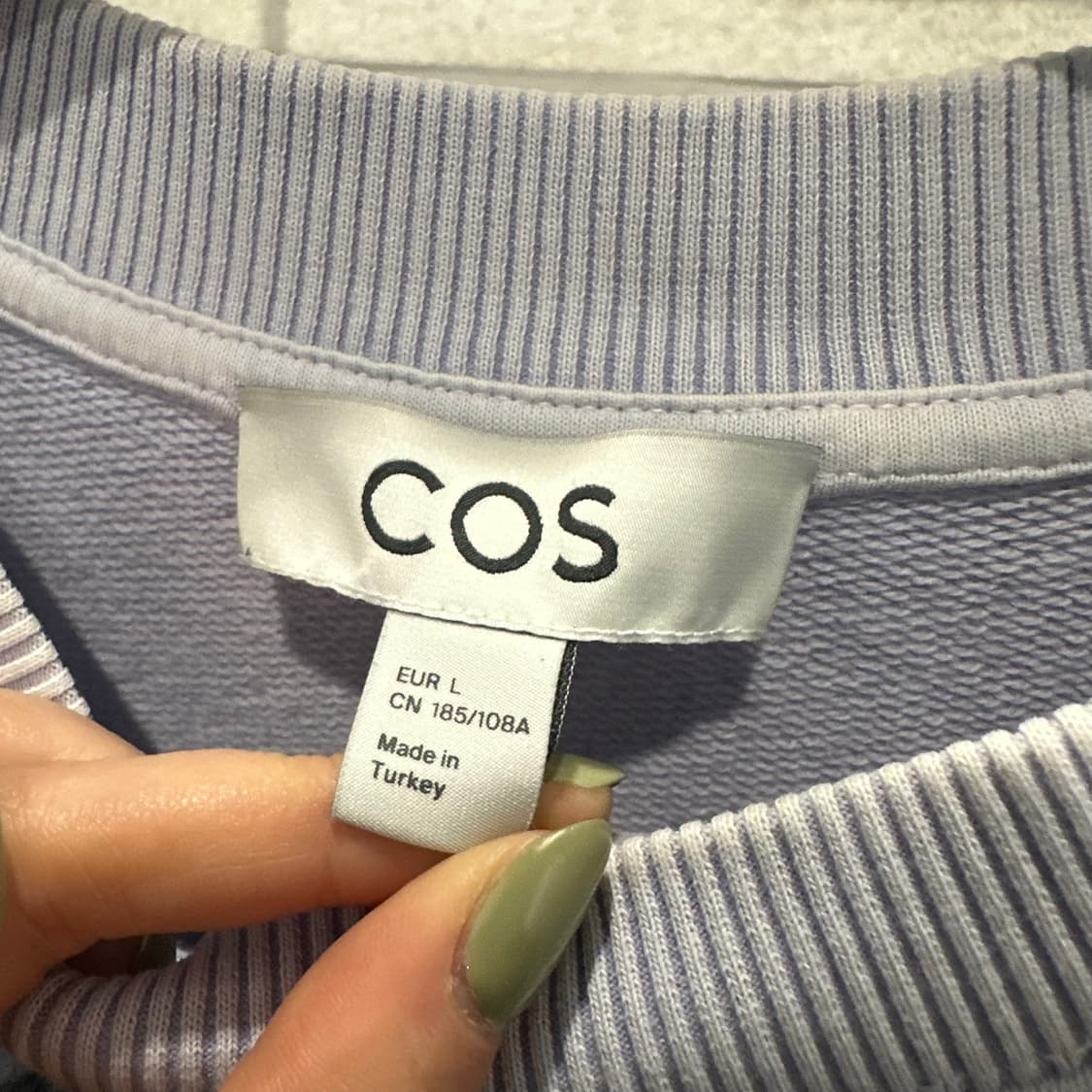 코스 코튼 맨투맨 무지 라운드넥 디테일 파스텔 블루 상품이미지6