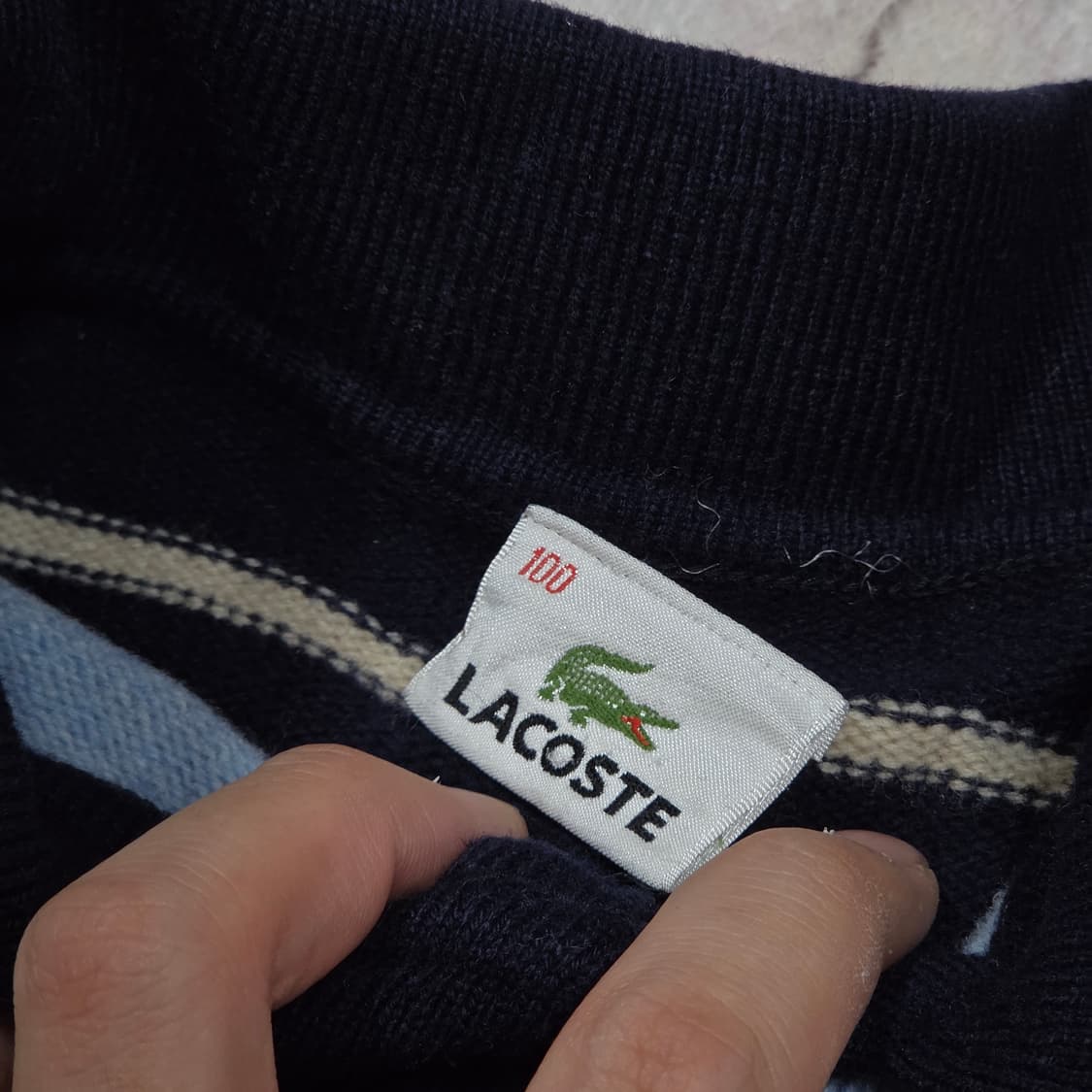 라코스테 단가라 반집업 카라 니트 상품이미지7