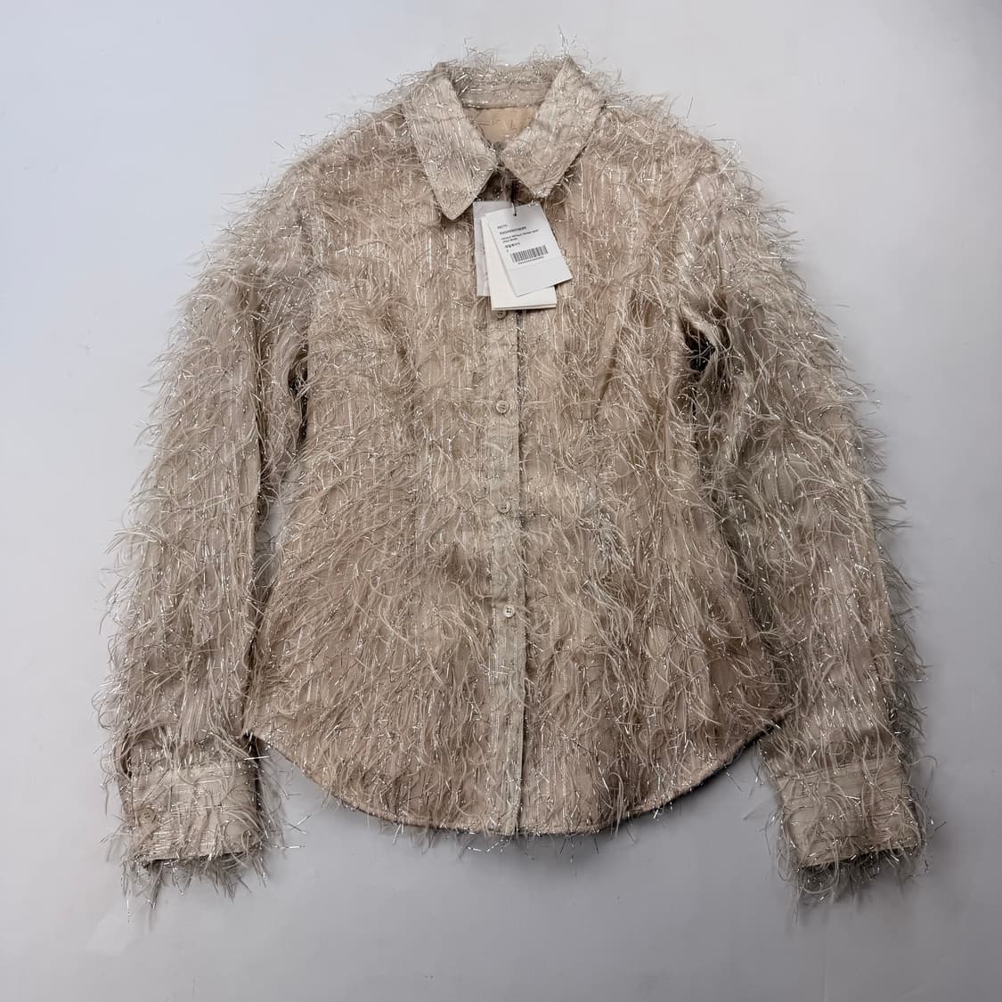 렉토 REGALO METALIC FRINGE SHIRT(페일 베이지) 상품이미지3