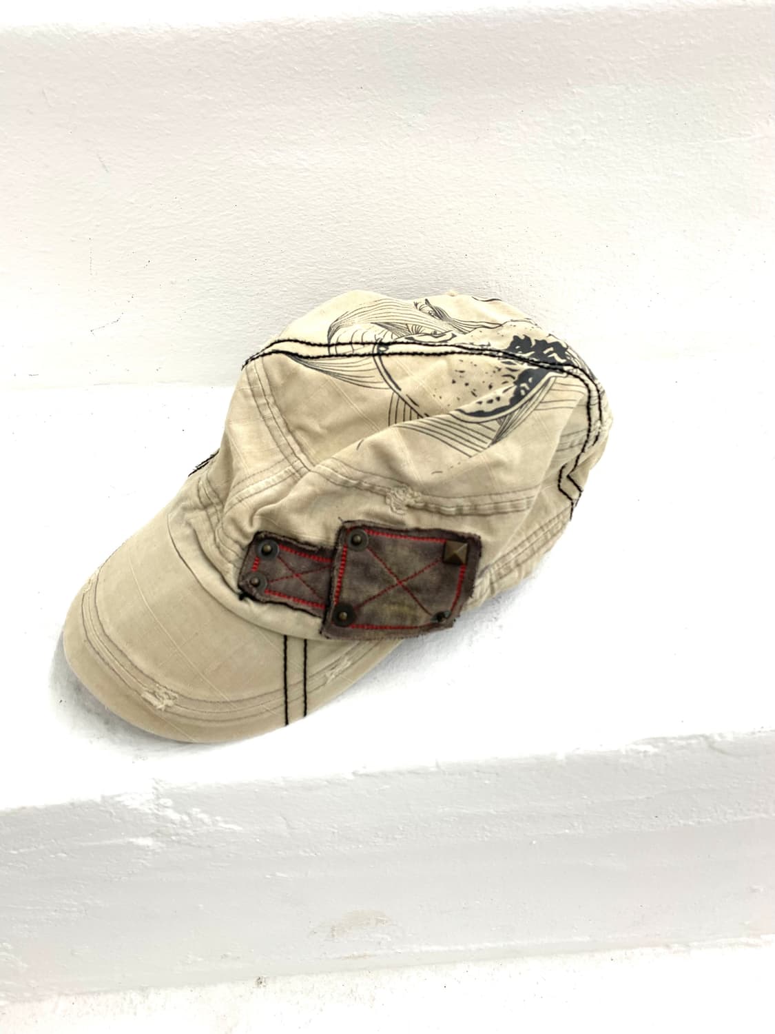 Y2K mood skull stud patch cap   상품이미지1