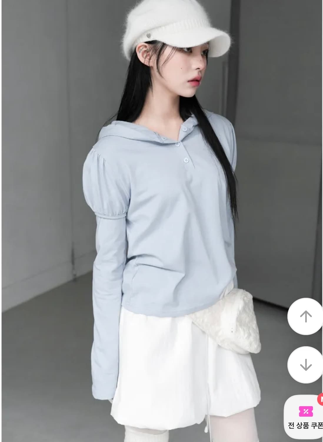 바이너리원 코엔 후드 퍼프 티셔츠 white 상품이미지4