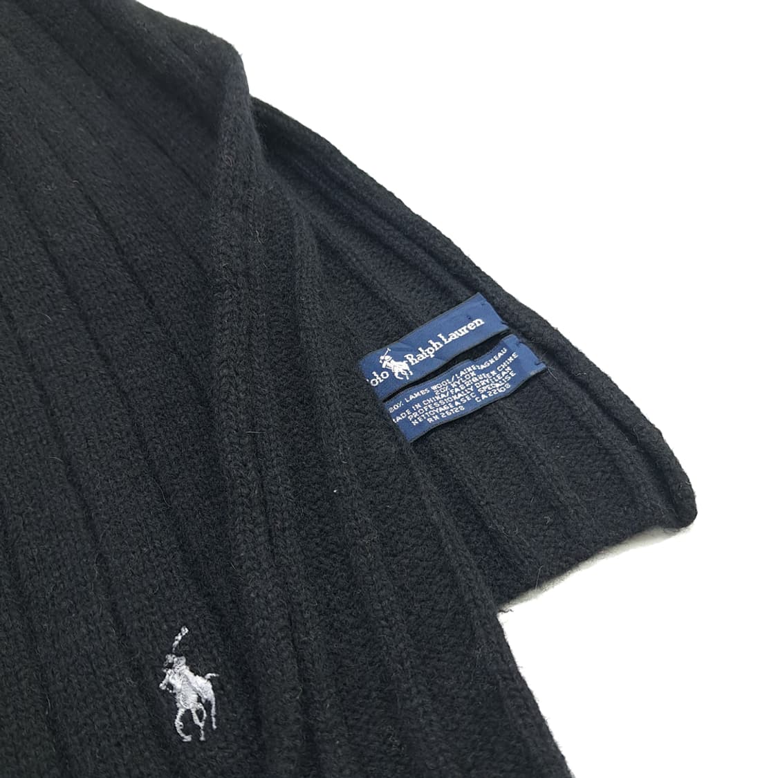 MX118 폴로 랄프로렌 블랙 빅리브드 램스울 니트 목도리 머플러 상품이미지4