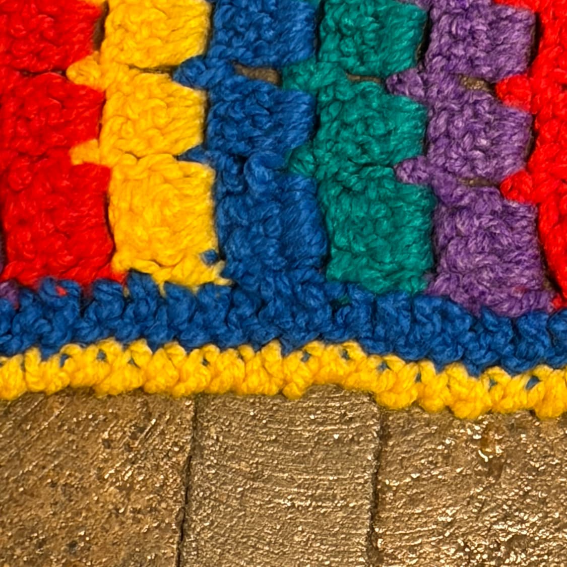 90s USA 멀티 니트 카페트 러그 매트 담요 상품이미지5