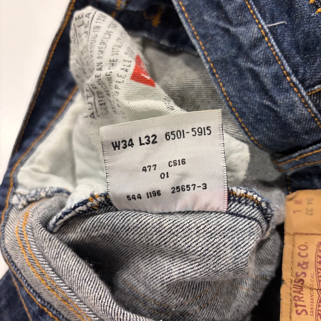 [34x32] 90s 리바이스 501 USA 데님 팬츠 청바지 D446 상품이미지9