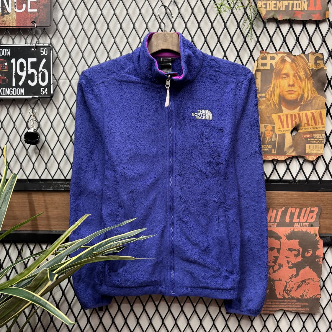 노스페이스 우먼스 하이로프트 플리스 자켓 전후면 로고 포인트 퍼플 상품이미지1