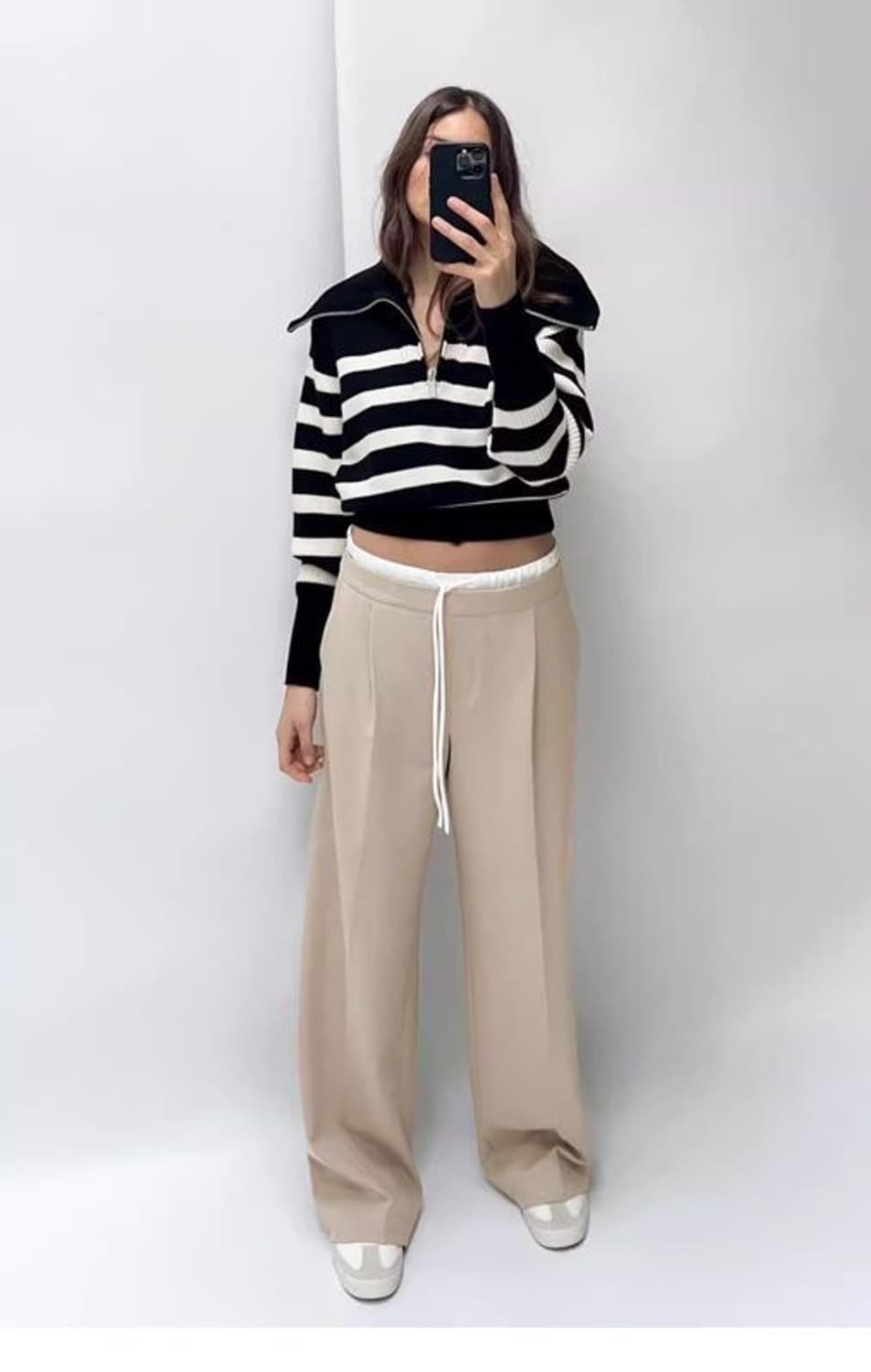 ZARA 자라 더블 웨이스트 팬츠 샌드 xs 상품이미지1