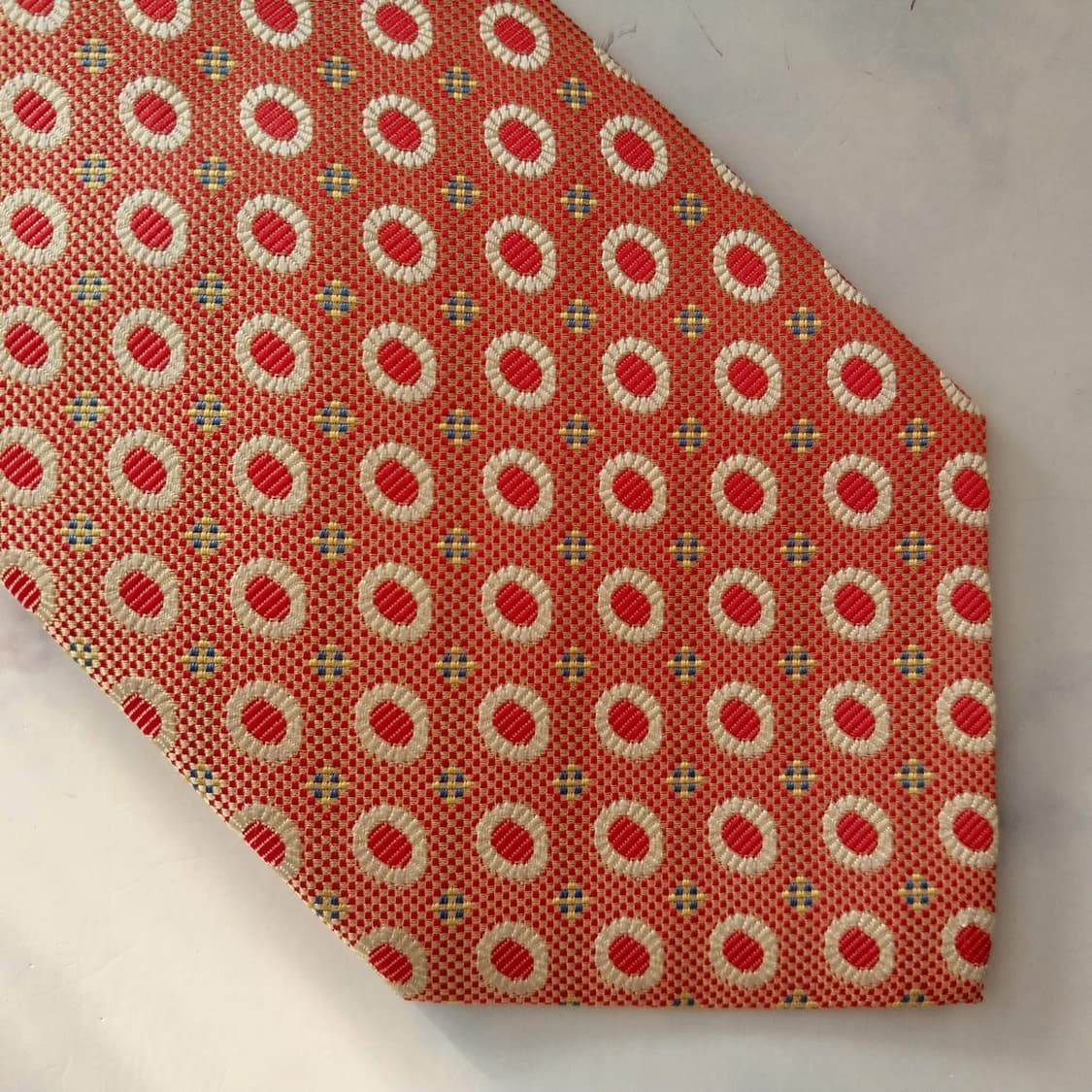 아쿠아스큐텀 실크 오렌지 패턴 넥타이 9.8cm A+등급 k1745 상품이미지6