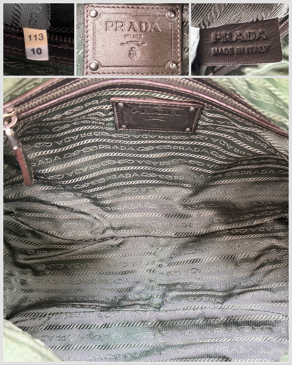 프라다 메탈릭 레더 & 나일론 스트라이프 토트백 상품이미지9