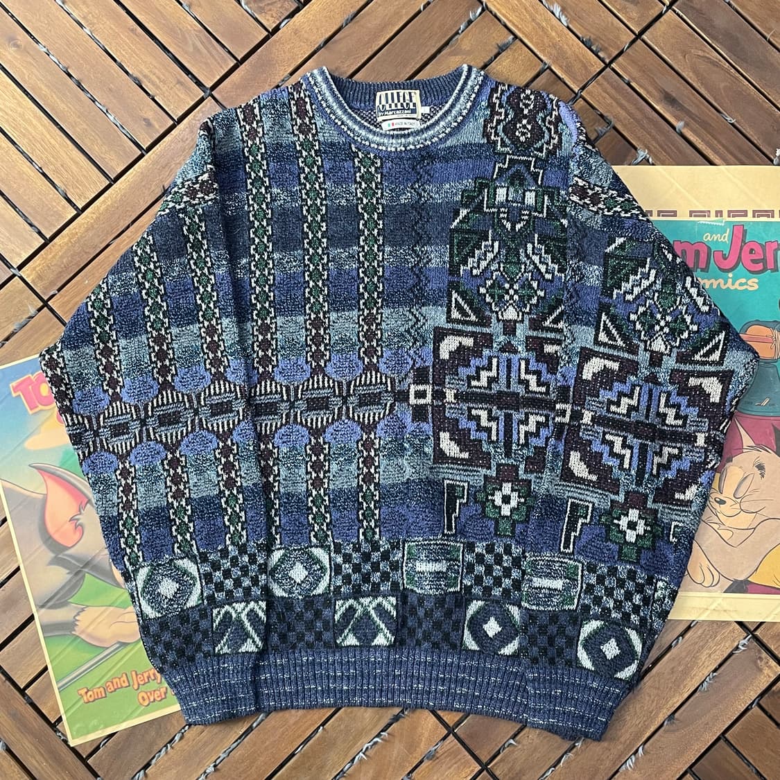 [L]80’s 이태리 울 혼방 패턴 스웨터 상품이미지2