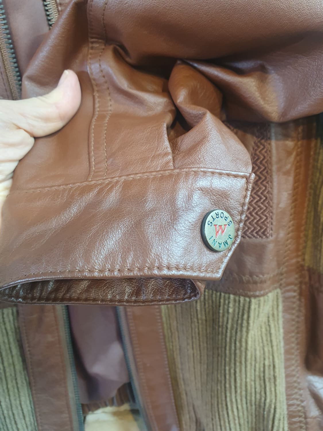 MANI 가죽 패치워크 자켓 브라운 상품이미지5