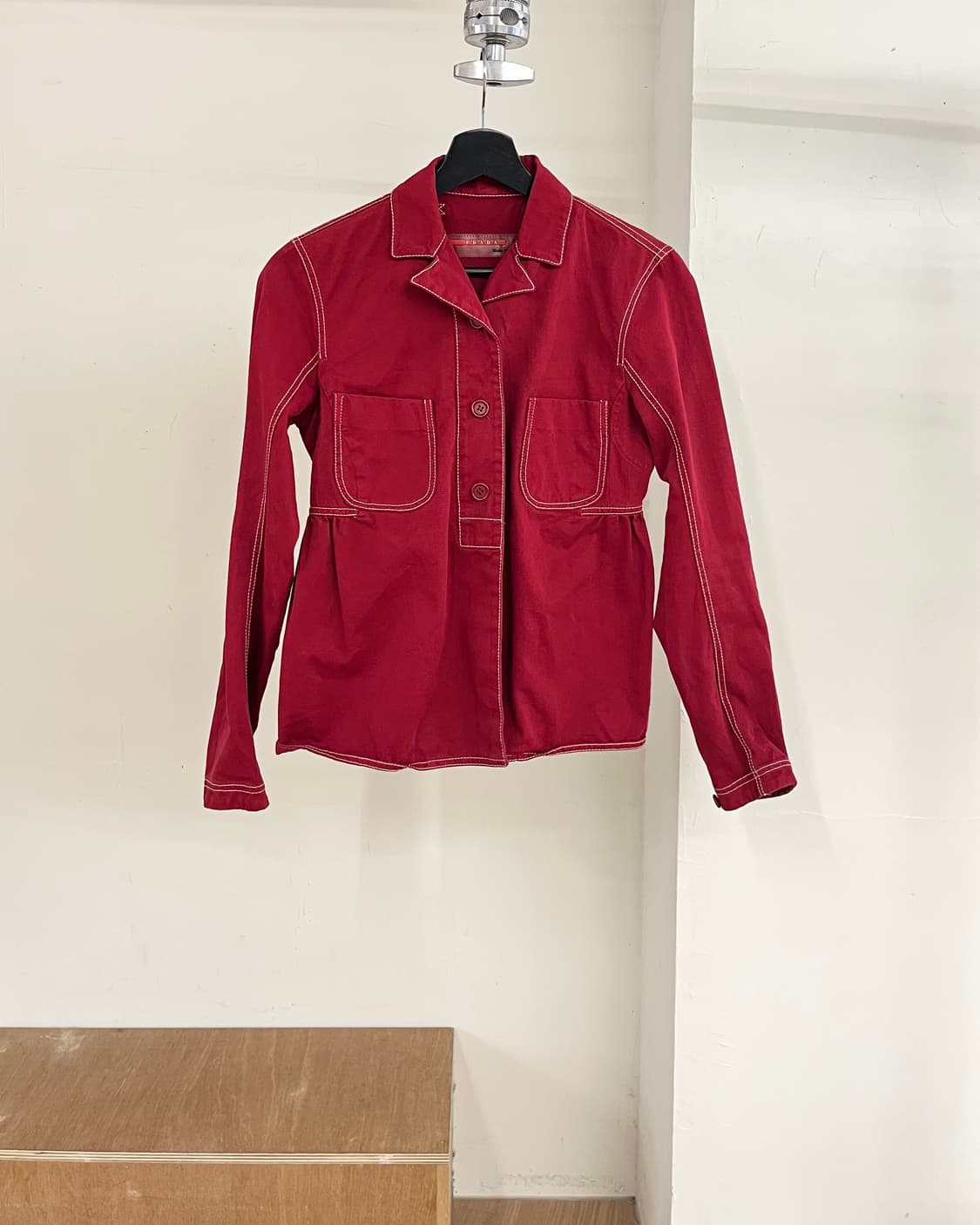 프라다 레드 코튼 버튼 업 자켓 상품이미지1