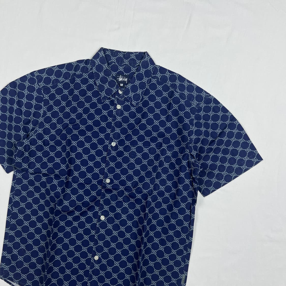 90‘s 스투시 stussy 구찌 모노그램 패러디 ss 로고 반팔셔츠 상품이미지2