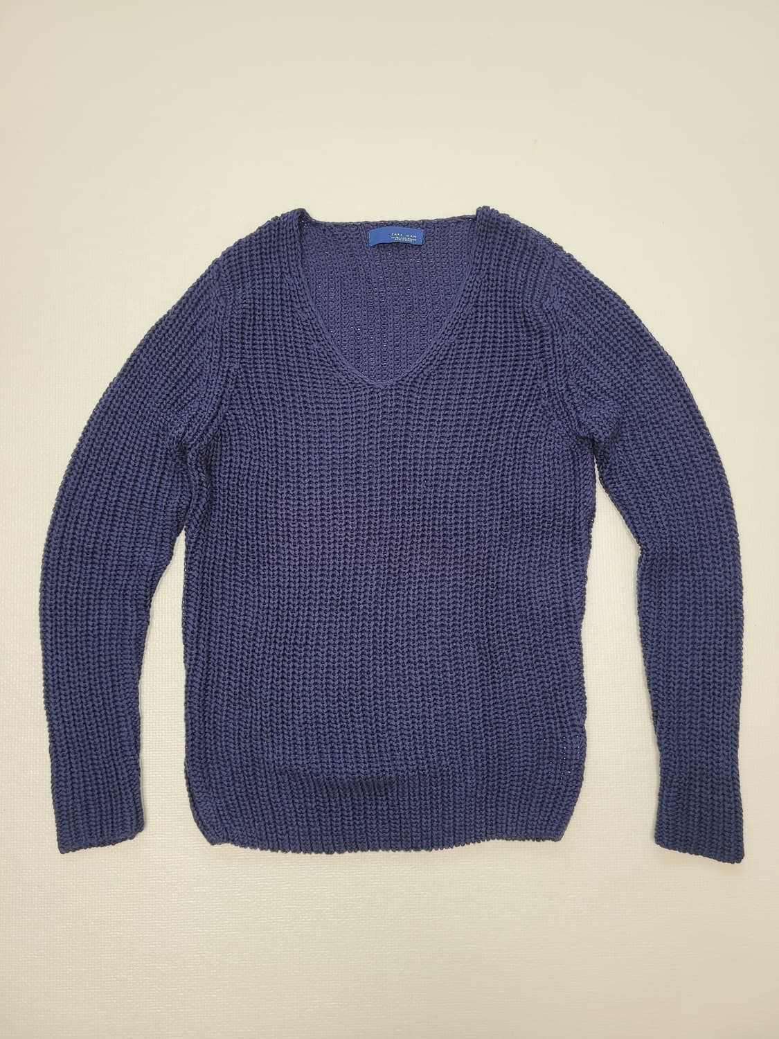 자라맨 ZARAMAN 로우게이지 V넥 니트 105 네이비 상품이미지1