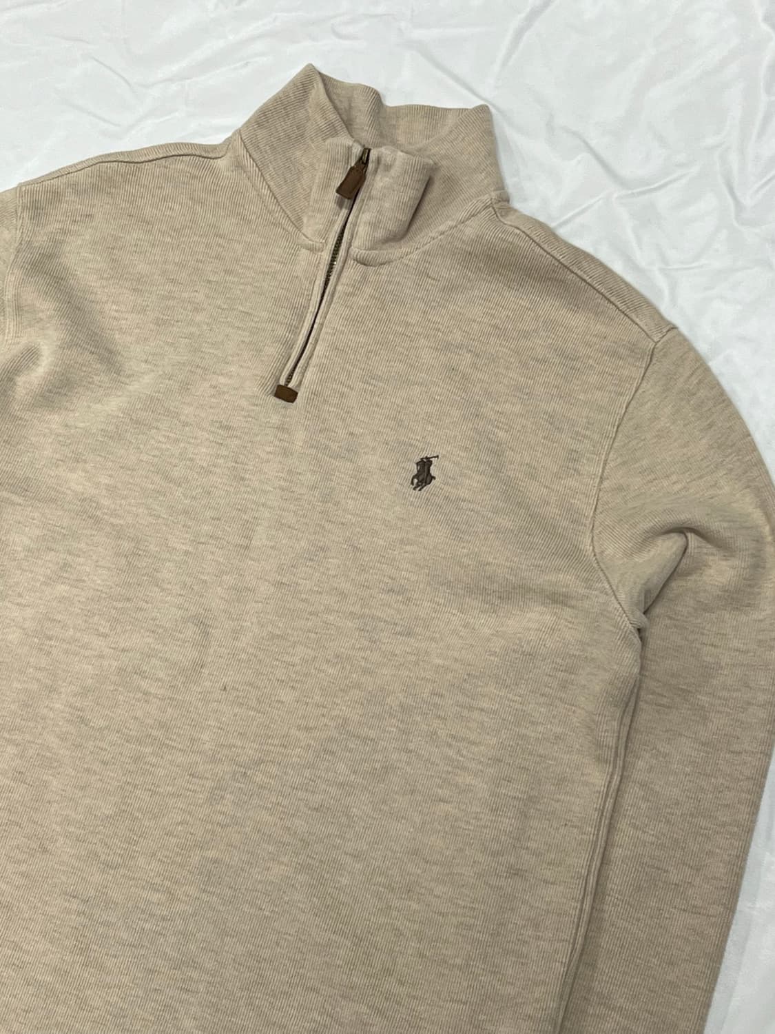 (L) 폴로 랄프로렌 베이지 오트밀 니트 반집업 카키포니 상품이미지2