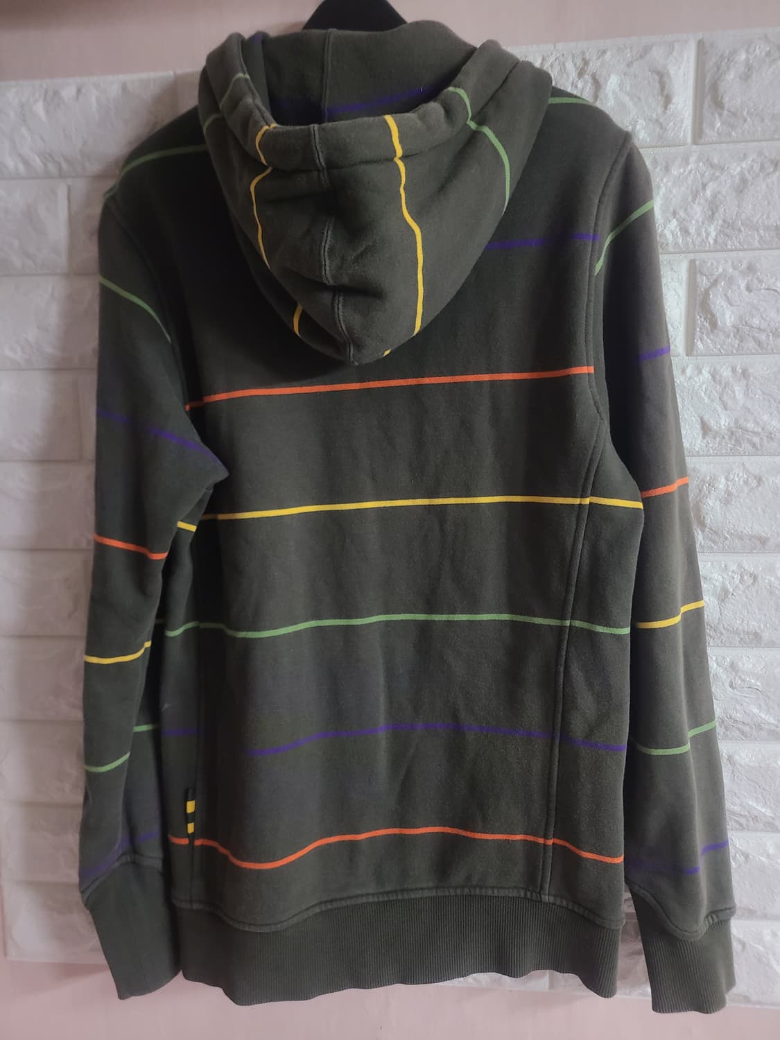 아디다스 올드스쿨 삼선 후드집업 카키 상품이미지6