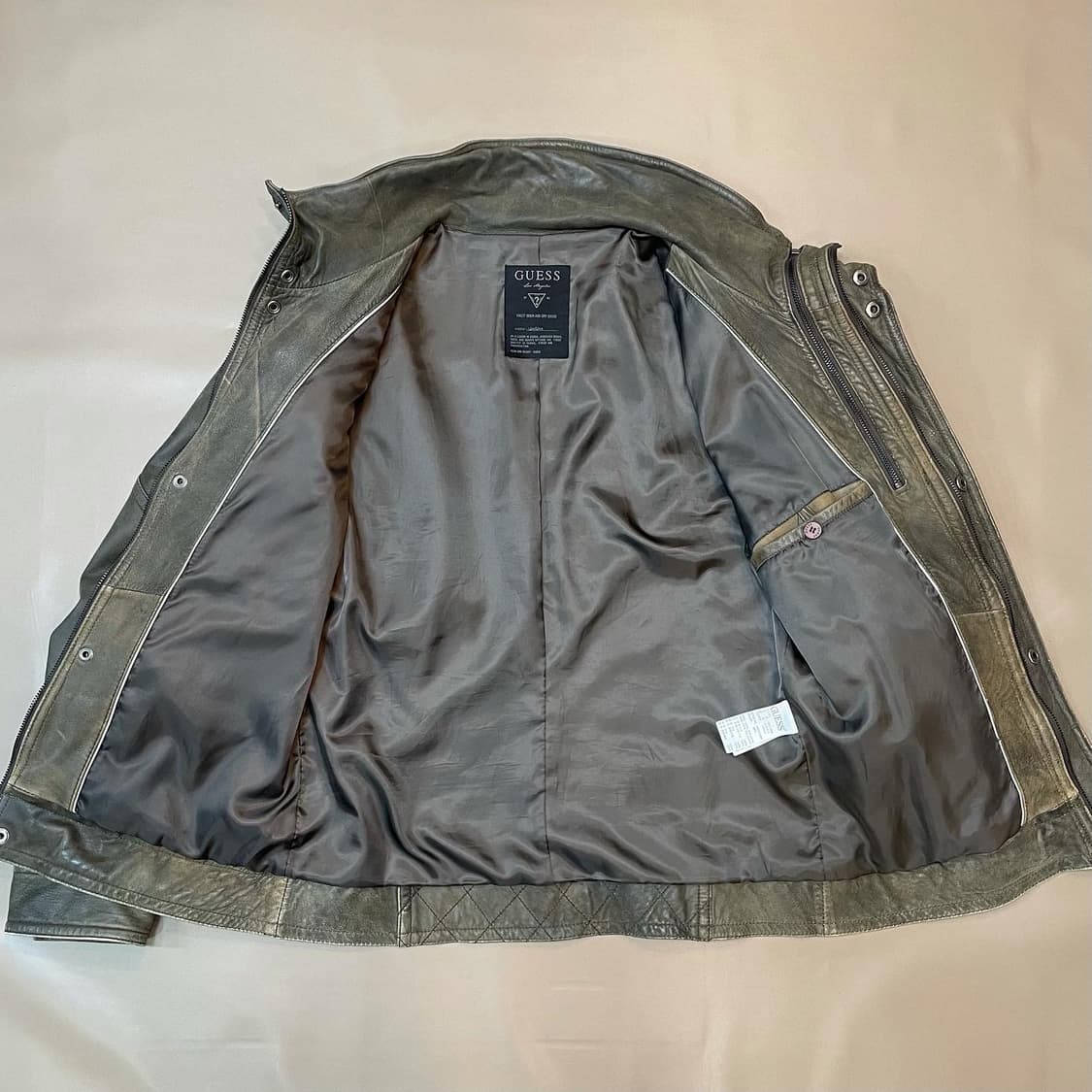 게스) 빈티지워싱 브라운 양가죽 사파리자켓(L) 상품이미지6