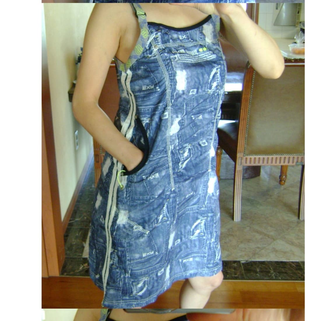 EXR 낙하산 천 데님 이펙트 원피스 상품이미지3