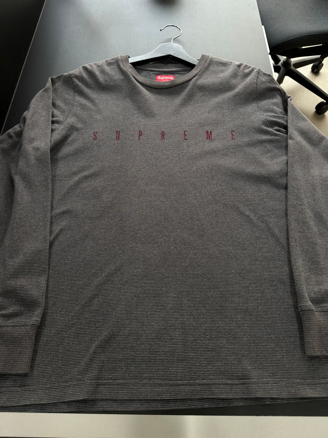 슈프림 스트라이프 롱슬리브 긴팔티 그레이 상품이미지4
