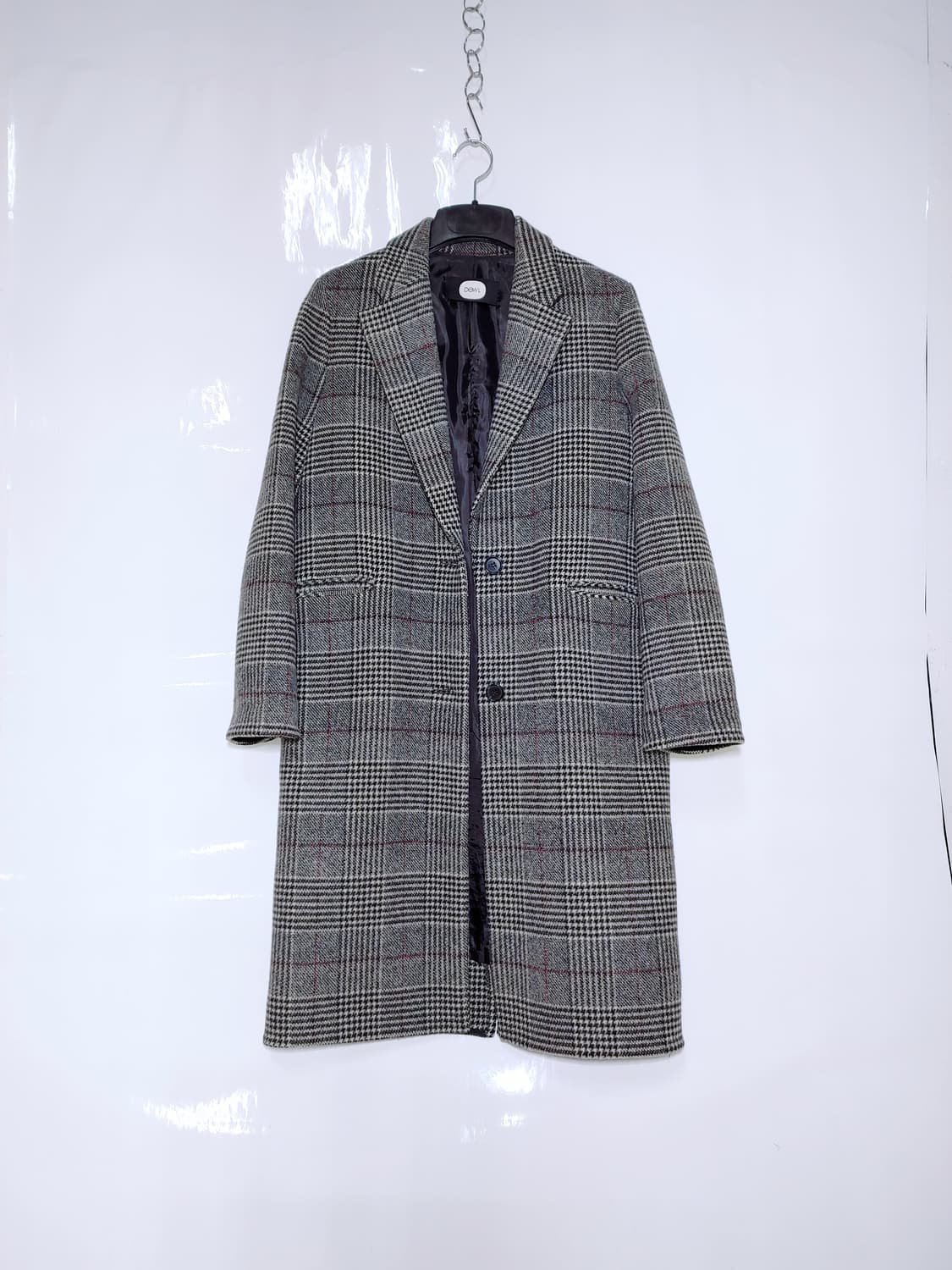 DEWL 듀얼 여성 모직 체크 롱코트 상품이미지1