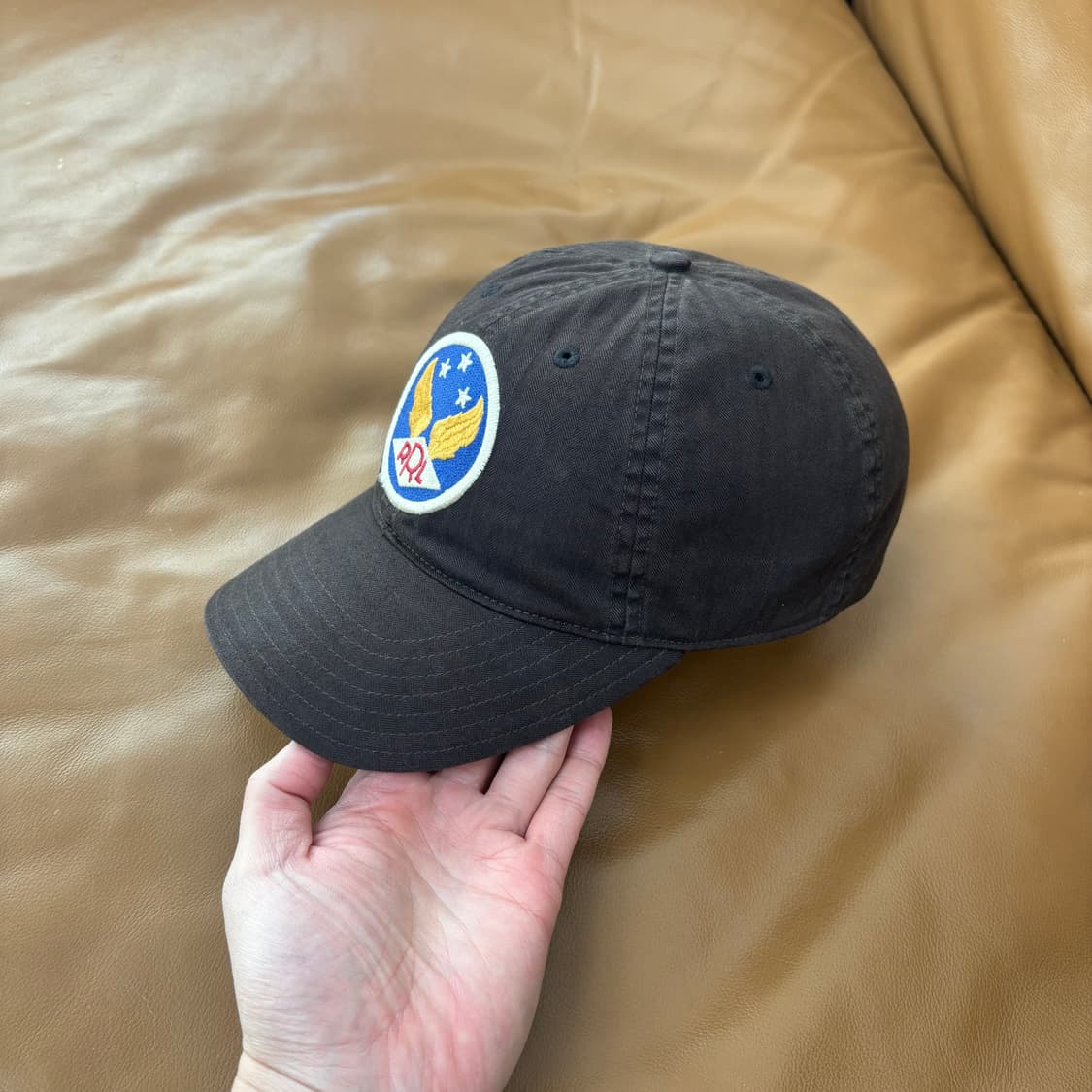 RRL 더블알엘 랄프로렌 폴로 윙로고 6패널 볼캡 모자 워시드 블랙 상품이미지4