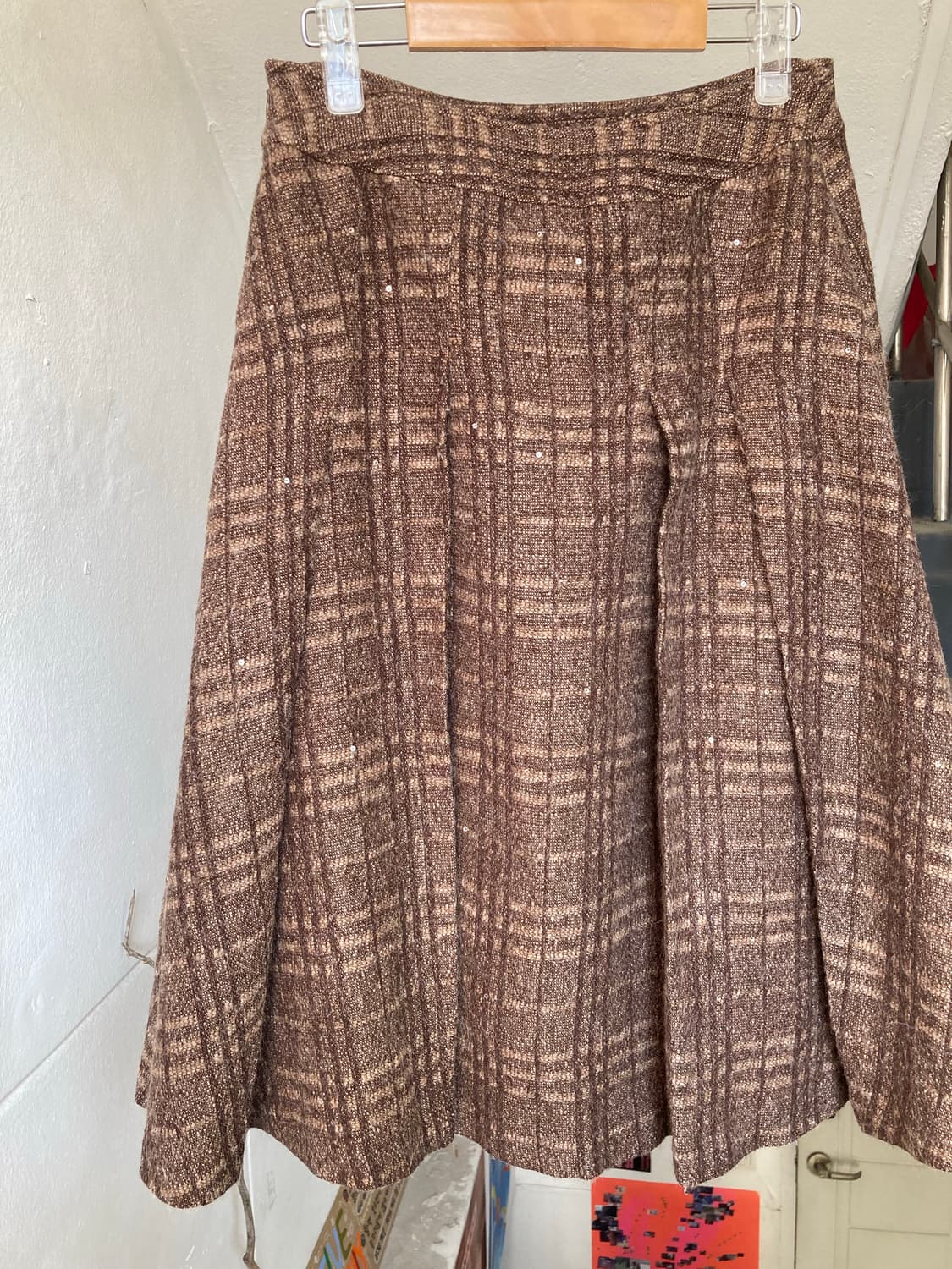 빈티지 에스닉 체크 플리츠 미디 스커트 상품이미지6