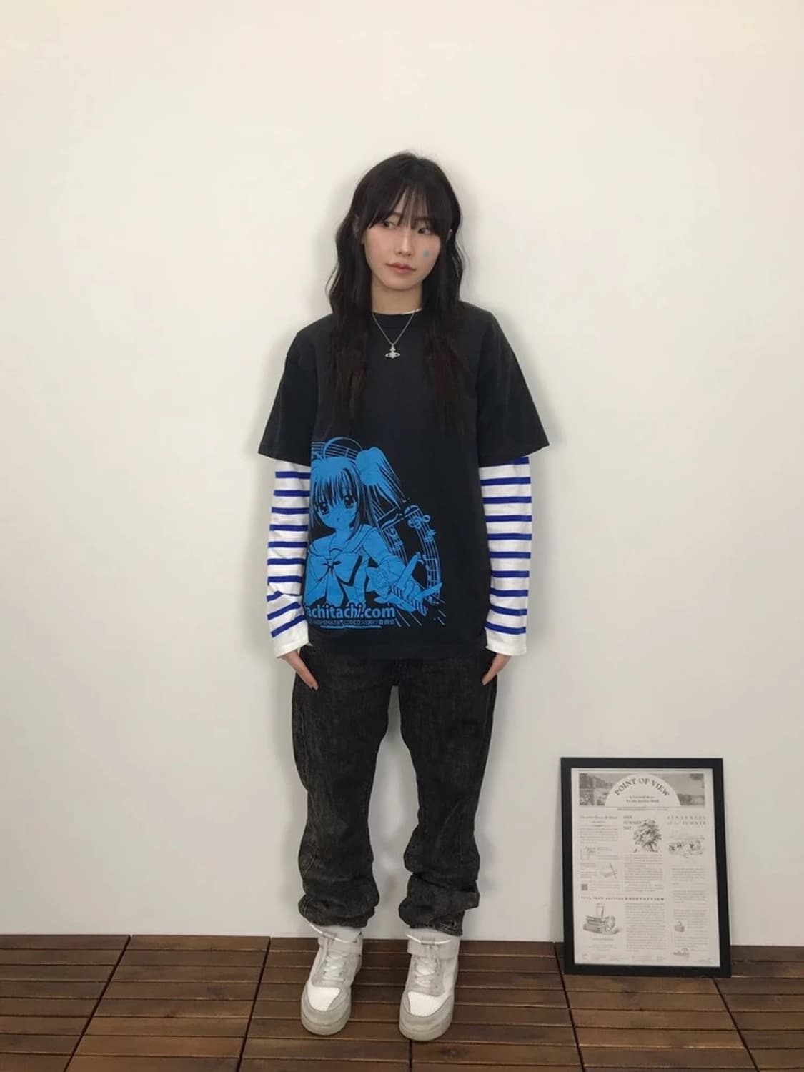 Y2K Anime Style Blue Graphic Tee 상품이미지2