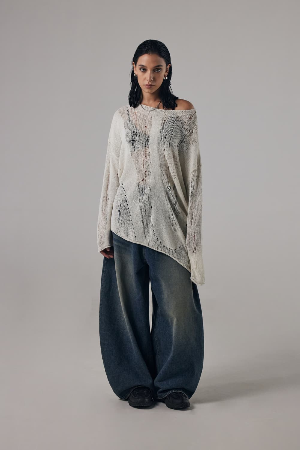 트리밍버드 시스루 니트 아이보리 상품이미지5