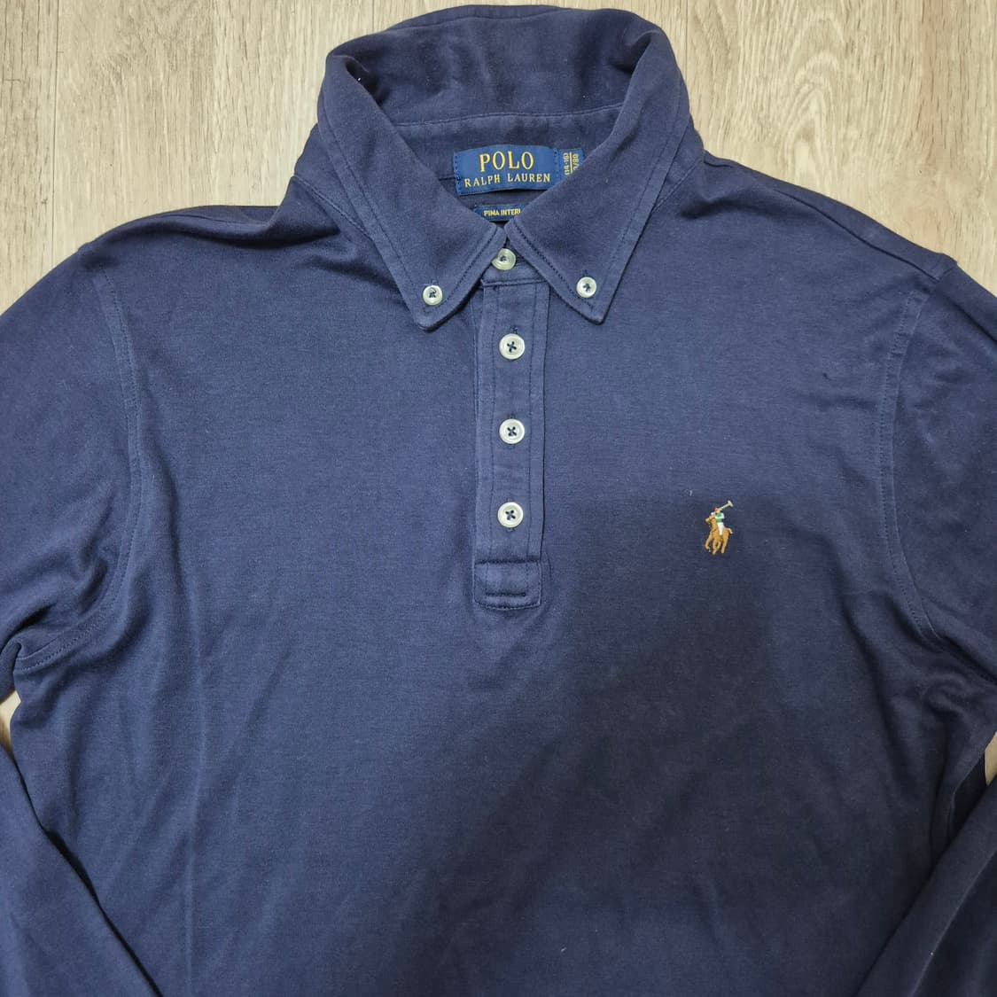 폴로 랄프로렌 로고 엠브로이드 코튼피케 카라 긴팔티 상품이미지2