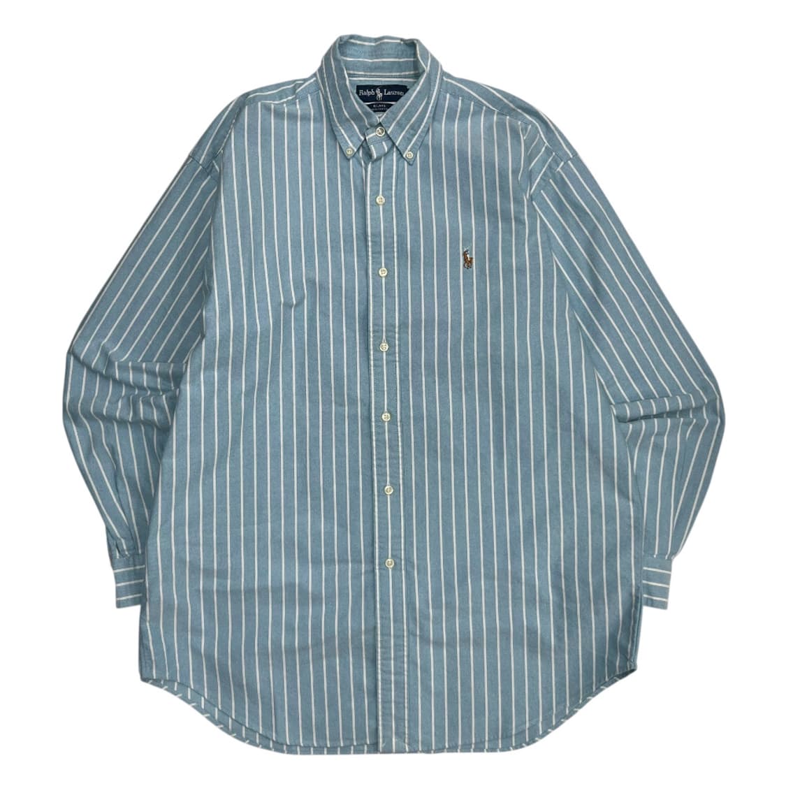 폴로 랄프로렌 옥스포드 화이트 스트라이프 베이비블루 셔츠 M 상품이미지2