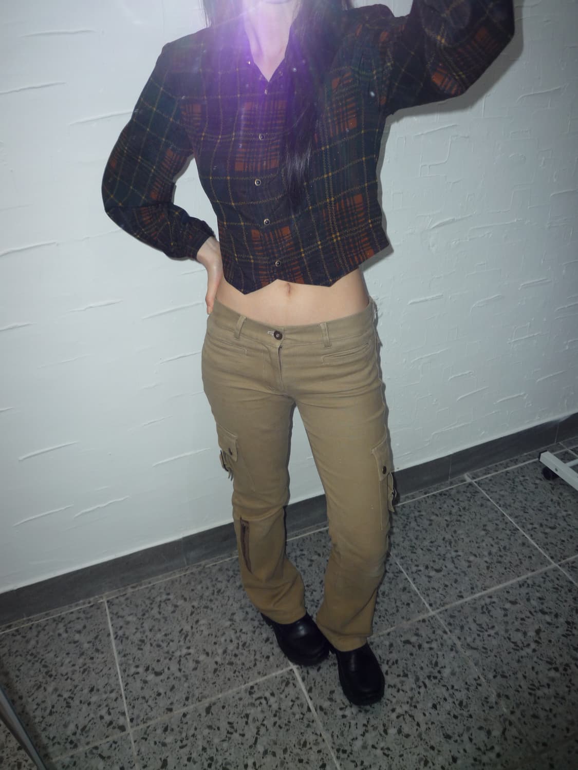 Check crop blouse 상품이미지1