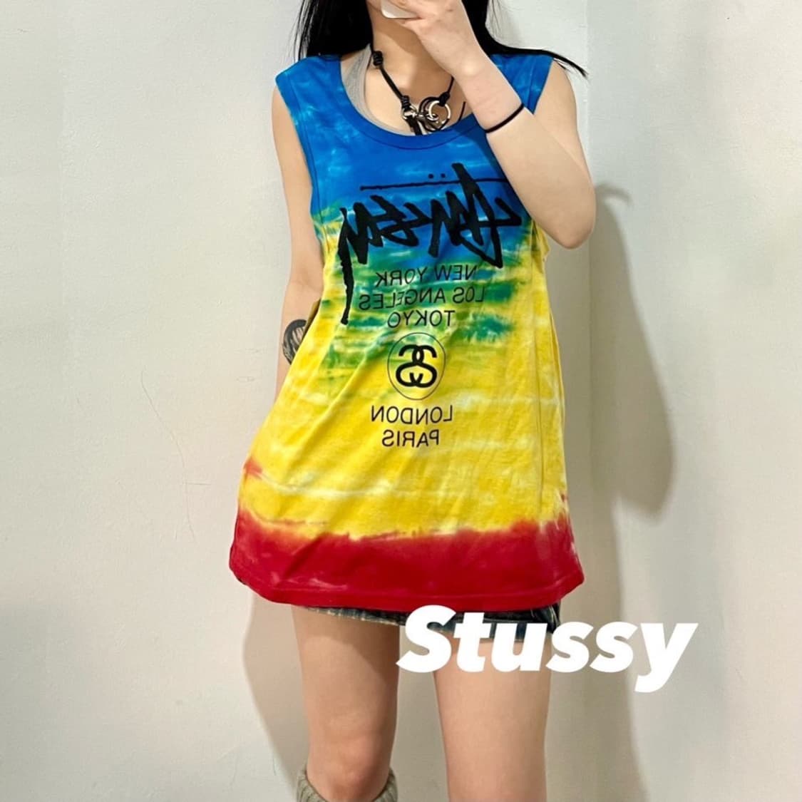 스투시 타이다이 빅로고 슬리브리스 상품이미지1