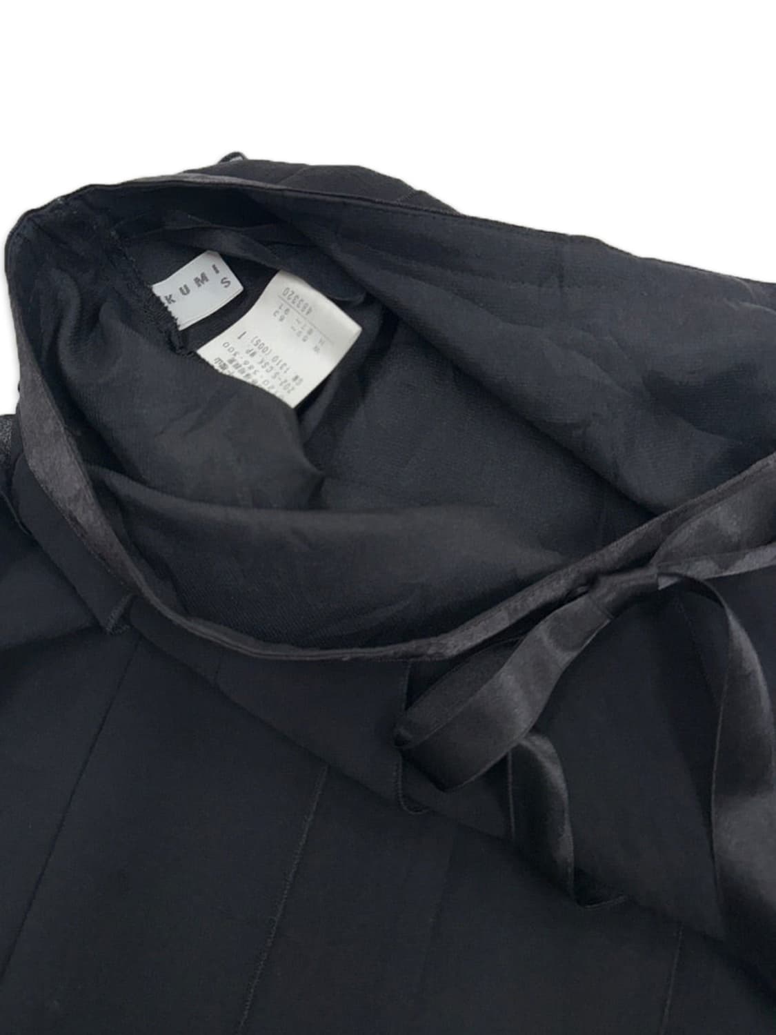 빈티지 KUMIKYOKU 블랙 리본 플리츠 미디 스커트 상품이미지4