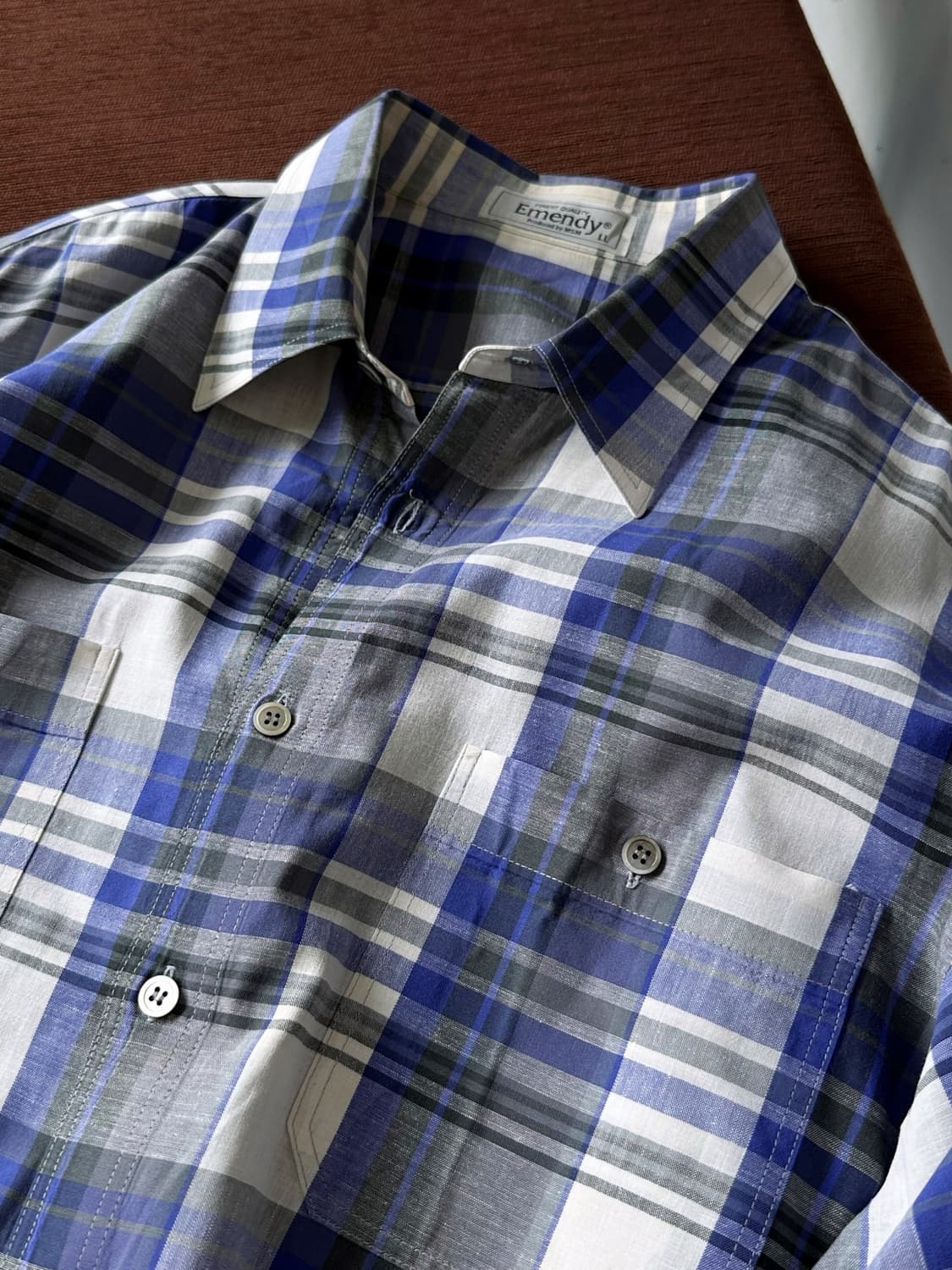 Natural cotton linen design check H/S sh 상품이미지2