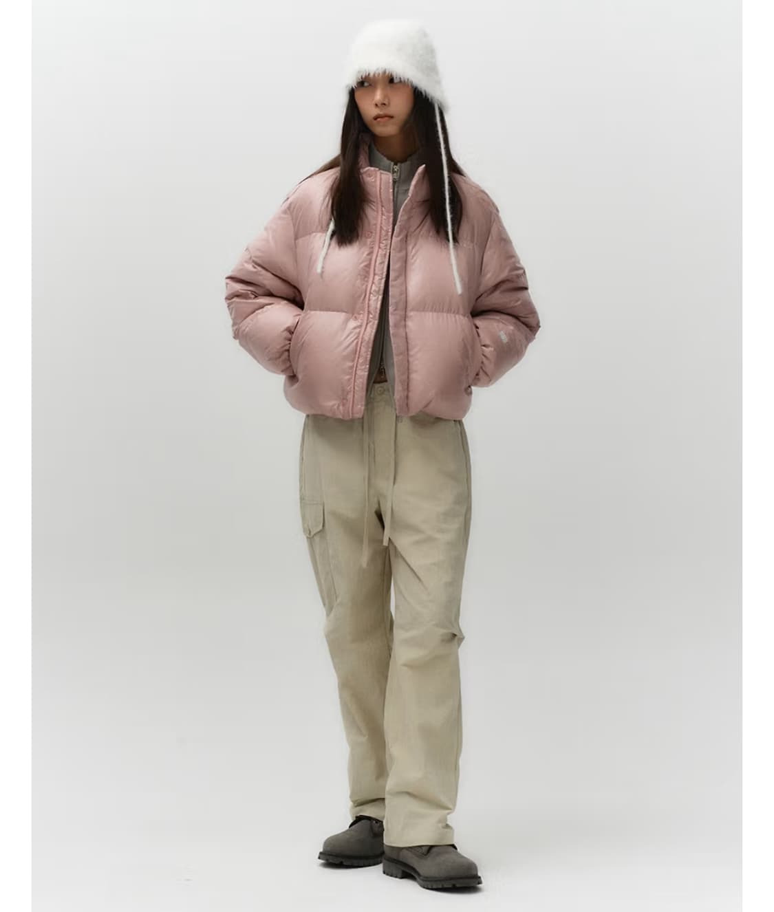 언레이블 크롭 푸퍼 덕 다운 패딩 상품이미지1